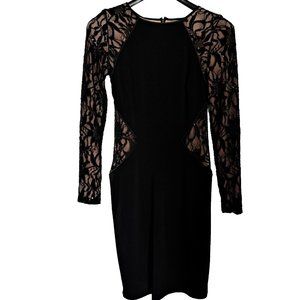 LAUREN RALPH LAUREN LACE BLACK dress Sz 2 SHEATH bodycon sequin FORMAL Holidays
